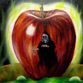 Painting titled "Witch's Apple" by Chelsea Rabbers, Original Artwork