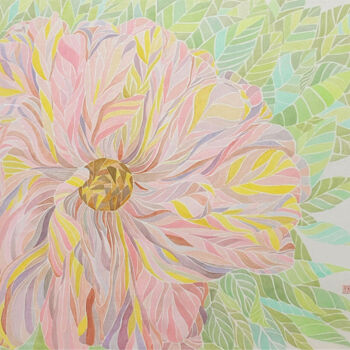 Painting titled "Blooming-1" by Chen Song, Original Artwork, Pigments