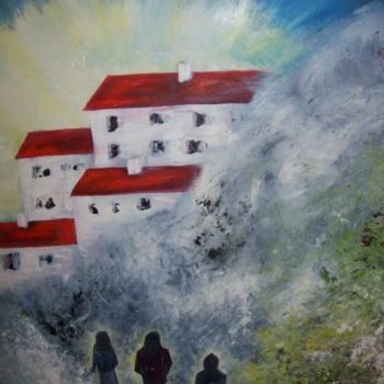 Peinture intitulée "Lumière sur la Mont…" par L'Ardoisière, Œuvre d'art originale, Huile