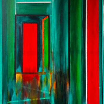 Painting titled "Melting Red Gate" by Chenny, Original Artwork, Acrylic