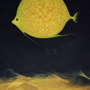 Peinture intitulée "fish-no2-90x140cm-y…" par Chenqiuchi, Œuvre d'art originale, Huile
