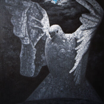 Schilderij getiteld "the-peace-dove-size…" door Chenqiuchi, Origineel Kunstwerk