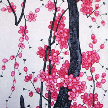 Pintura intitulada "plum-blossom-series…" por Chenqiuchi, Obras de arte originais