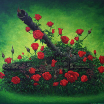 Painting titled "the-rose-and-tank-s…" by Chenqiuchi, Original Artwork