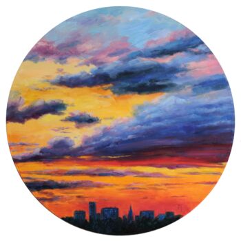 Painting titled "Sky number 2" by Tatyana Chepkasova, Original Artwork, Oil Mounted on Wood Stretcher frame