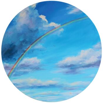 Painting titled "SKY NUMBER 3" by Tatyana Chepkasova, Original Artwork, Oil Mounted on Wood Stretcher frame