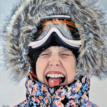 Картина под названием "Catching Snowflake" - Cher Pruys, Подлинное произведение искусства, Акрил
