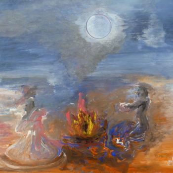 Pintura intitulada "Camp fire" por Chero, Obras de arte originais, Outro