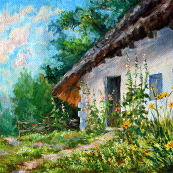 Ζωγραφική με τίτλο "Ukrainian house.jpg" από Ольга Аксамитная, Αυθεντικά έργα τέχνης, Λάδι