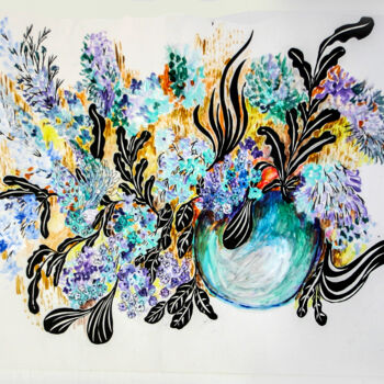 Pittura intitolato "Fantasy Flowers in…" da Cheryl Paolini, Opera d'arte originale, Acrilico