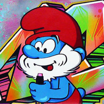 Estampas & grabados titulada "Smurf graffiti writ…" por Ches Graffiti Designs, Obra de arte original, Impresión digital