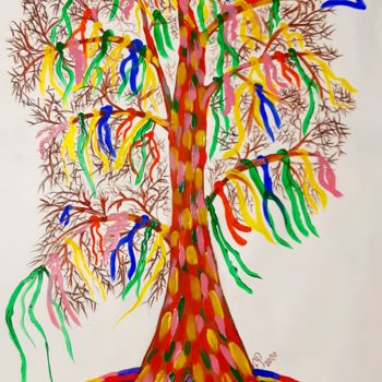 Peinture intitulée "Дерево Счастья" par Irina Zakopets (E R), Œuvre d'art originale, Acrylique