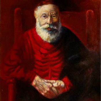 Pintura titulada "Старик в красном" por Alexandr Chesni, Obra de arte original, Oleo