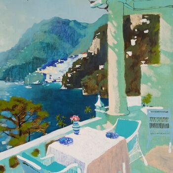 Malarstwo zatytułowany „Colazione a Positano” autorstwa Chesnov Evgenii, Oryginalna praca, Olej