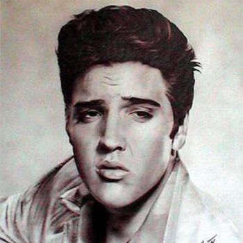 Painting titled "Elvis Presley" by Claude Hestin, Original Artwork