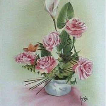 Painting titled "Les fleurs" by Claude Hestin, Original Artwork
