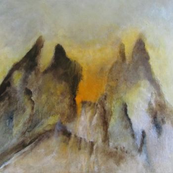 Painting titled "volcan" by Lucile Chevalier Moreaux, Original Artwork, Oil