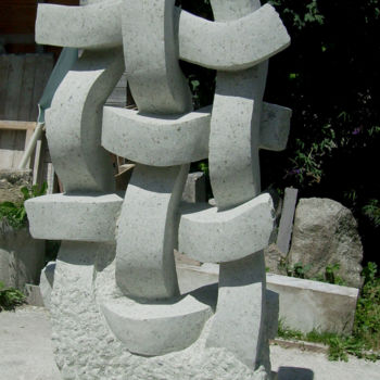Skulptur mit dem Titel "L'un dans l'autre" von Janpi. R, Original-Kunstwerk, Stein