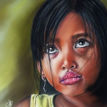 Painting titled "" Un regard, une pe…" by Véronique Chevalier, Original Artwork, Pastel