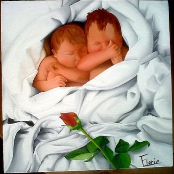 Peinture intitulée "Les Jumeaux à la Ro…" par Florie Pottiez, Œuvre d'art originale