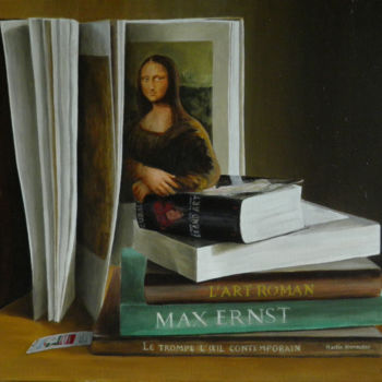 Painting titled "livres-a-la-joconde…" by Christiane Heydon, Original Artwork
