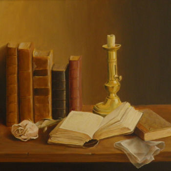 Painting titled "vieux-livres-et-bou…" by Christiane Heydon, Original Artwork