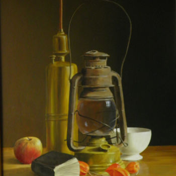 Painting titled "lampe-tempete-et-la…" by Christiane Heydon, Original Artwork