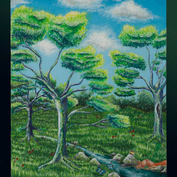 Pittura intitolato "Piccolo bosco" da Chiara Albanesi, Opera d'arte originale, Tempera
