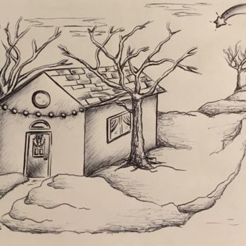 Tekening getiteld "Paesaggio natalizio…" door Chiara Albanesi, Origineel Kunstwerk, Balpen