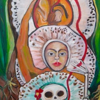 Painting titled "FRIDA's Transitons" by Chicana Artist.... Ruth Olivar Millan, Original Artwork