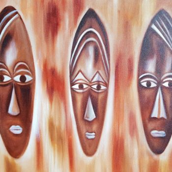 Painting titled "Masques" by Francisca Sales Machado Chica Sales, Original Artwork, Oil