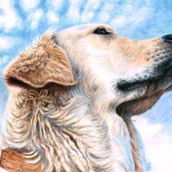 Pittura intitolato "Golden Retriever" da Arts & Dogs, Opera d'arte originale, Olio