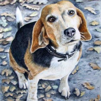 Painting titled "Beagle Nanni" by Arts & Dogs, Original Artwork, Oil