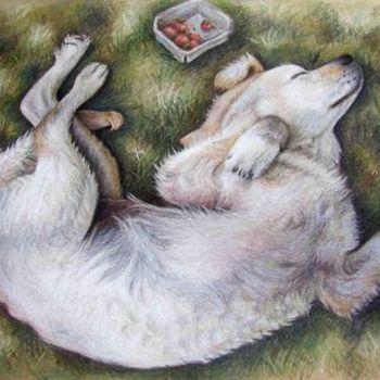 Peinture intitulée "Golden Puppy" par Arts & Dogs, Œuvre d'art originale, Huile