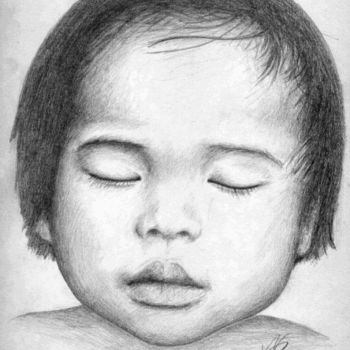 Painting titled "Asian Baby" by Arts & Dogs, Original Artwork, Oil