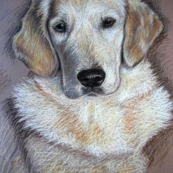 Ζωγραφική με τίτλο "Golden Retriever 2" από Arts & Dogs, Αυθεντικά έργα τέχνης, Λάδι