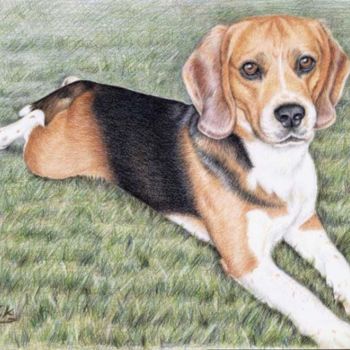 Painting titled "Beagle Emrik" by Arts & Dogs, Original Artwork, Oil