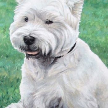 Painting titled "West Highland Terri…" by Arts & Dogs, Original Artwork, Oil