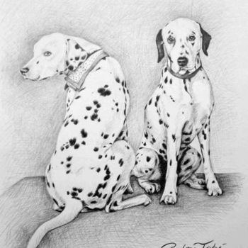 Painting titled "Dalmations" by Arts & Dogs, Original Artwork, Oil