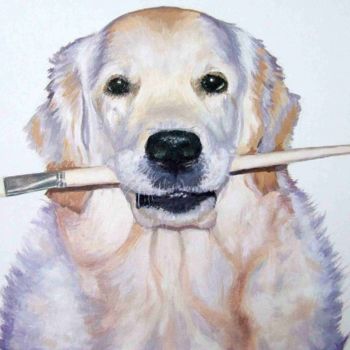 Pittura intitolato "Artist Dog" da Arts & Dogs, Opera d'arte originale, Olio