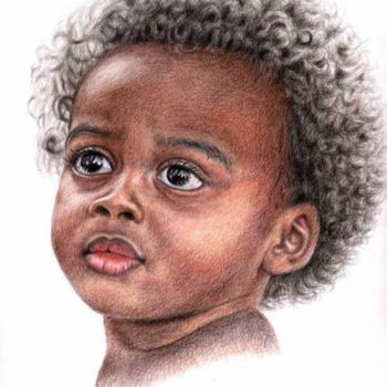 Painting titled "African Child" by Arts & Dogs, Original Artwork, Oil