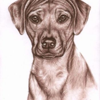 「Rhodesian Ridgeback…」というタイトルの絵画 Arts & Dogsによって, オリジナルのアートワーク, オイル