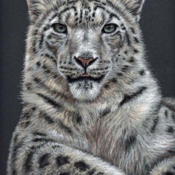 Malarstwo zatytułowany „Snowleopard” autorstwa Arts & Dogs, Oryginalna praca, Olej