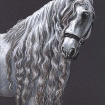 Painting titled "Andalusian Horse" by Arts & Dogs, Original Artwork, Oil