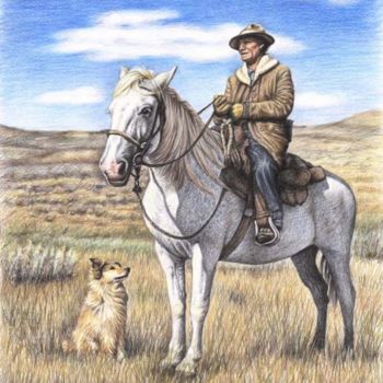 Malerei mit dem Titel "Montana Shepherd" von Arts & Dogs, Original-Kunstwerk, Öl