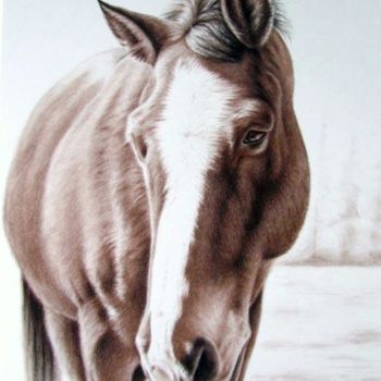 Peinture intitulée "Brown Horse" par Arts & Dogs, Œuvre d'art originale