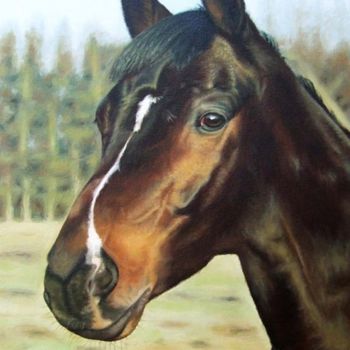 Schilderij getiteld "Russian Horse" door Arts & Dogs, Origineel Kunstwerk, Olie