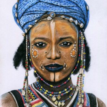 Painting titled "Young Wodaabe Man" by Arts & Dogs, Original Artwork, Oil