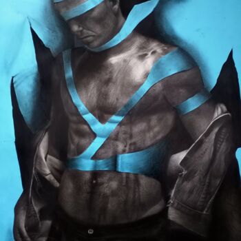 Σχέδιο με τίτλο "Blue print" από Chidi Chibueze, Αυθεντικά έργα τέχνης, Κάρβουνο