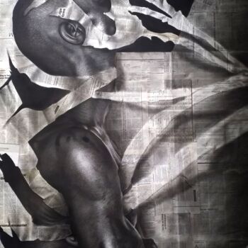 Рисунок под названием "The unknown" - Chidi Chibueze, Подлинное произведение искусства, Древесный уголь